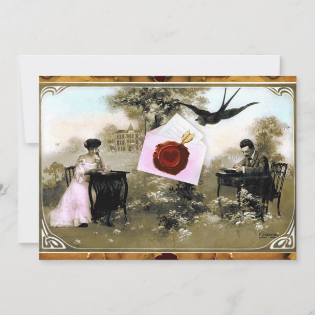 ROMANTISCHER VALENTINSCHREIBER, ROTWACHS SIEGEL MO EINLADUNG (Vorderseite)