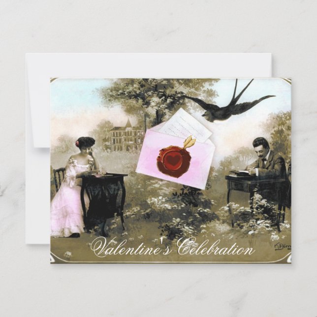 ROMANTISCHER VALENTINSCHREIBER, ROTWACHS SIEGEL MO EINLADUNG (Vorderseite)