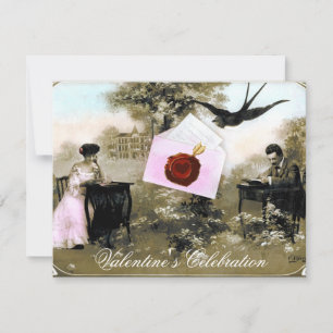 ROMANTISCHER VALENTINSCHREIBER, ROTWACHS SIEGEL MO EINLADUNG