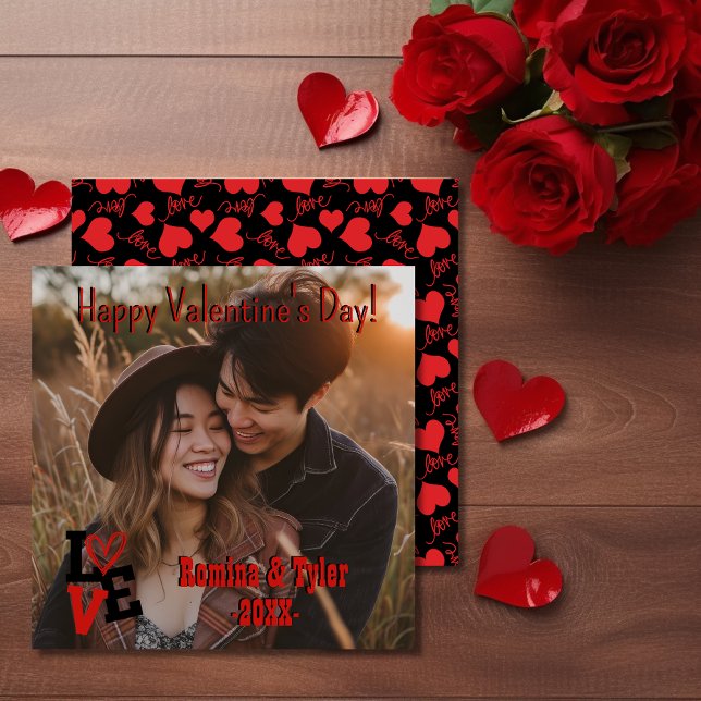 Romantischer Valentinstag | Benutzerdefiniertes Fo Karte (Romantic Valentine’s Day | Custom Photo & Heart Card)