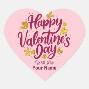 Romantischer Valentinstag Burgund & Gold Herz Herz-Aufkleber