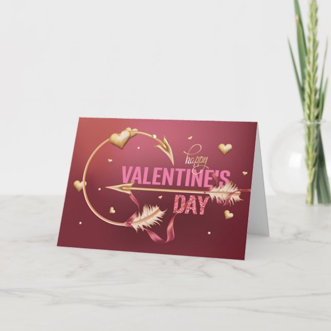 Romantischer Valentinstag Cupid Arrow mit Herz Karte (Vorderseite)