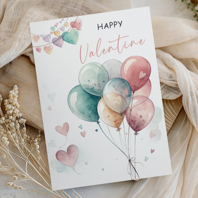 Romantischer Valentinstag mit Ballons und Herzen Einladung (Von Creator hochgeladen)