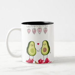 Romantischer Valentinstag mit Liebhaber-Avocado Zweifarbige Tasse