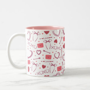 Romantischer Valentinstag - weiß und rosa Zweifarbige Tasse