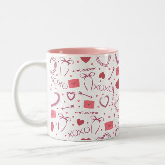 Romantischer Valentinstag - weiß und rosa Zweifarbige Tasse