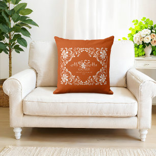 Romantischer verbrannter orangefarbener Shabby-Chi Kissen