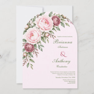 Romantischer verstaubter Rosen-Pfingstrosen-Botani Einladung
