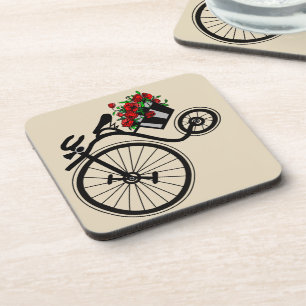 Romantischer Vintage-Blumen-Fahrrad-Untersetzer - Getränkeuntersetzer