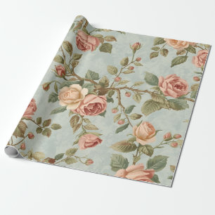 Romantischer Vintage-Rosengarten Geschenkpapier