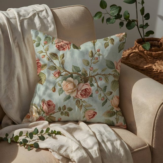 Romantischer Vintage-Rosengarten Kissen (Von Creator hochgeladen)