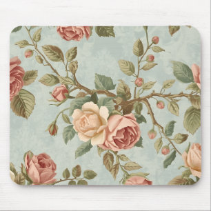 Romantischer Vintage-Rosengarten Mousepad