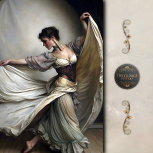 Romantischer Vintage-Tänzer in fließendem Kleid De Seidenpapier