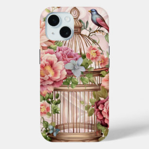 Romantischer Vintage-Wasserfarbe-Blumen-Vogelkäfig Case-Mate iPhone Hülle