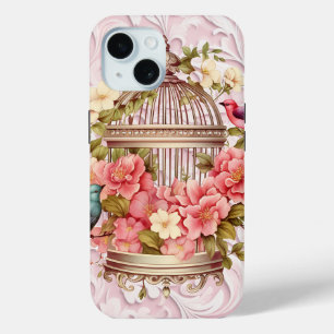 Romantischer Vintage-Wasserfarben-Floral-Vogelkäfi Case-Mate iPhone Hülle