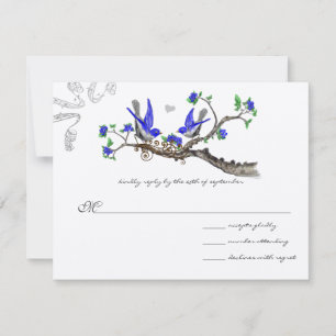 Romantischer Vintager Royal Blue Wedding RSVP Karte