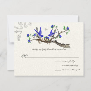 Romantischer Vintager Royal Blue Wedding RSVP Karte
