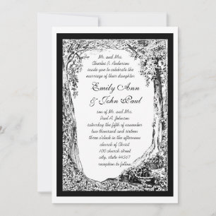 Romantischer Vintager Waldbaumgarten Einladung