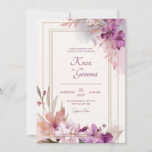 Romantischer Violetter Lila Gold Rahmen Florale Ho Einladung