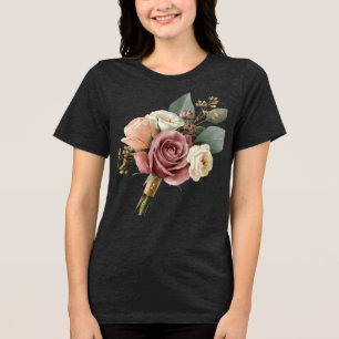 Romantischer Wasserfarben-Brautstrauß Tri-Blend Shirt