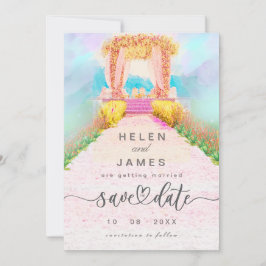 Romantischer Wasserfarbenbogen Save the Date