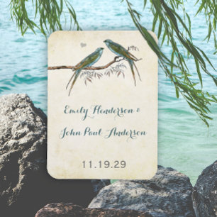 Romantischer Weiden Teal Liebesvogel Save the Date Magnet