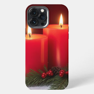 Romantischer Weihnachtskerzen-Handyhülle iPhone 13 Pro Max Hülle