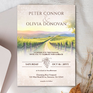 Romantischer Weinberg Rustikale Hochzeit Einladung