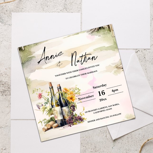 Romantischer Weinberg Weinberg Einladung zur Hochz (Romantic Vineyard Grapevine Wedding Invitation)