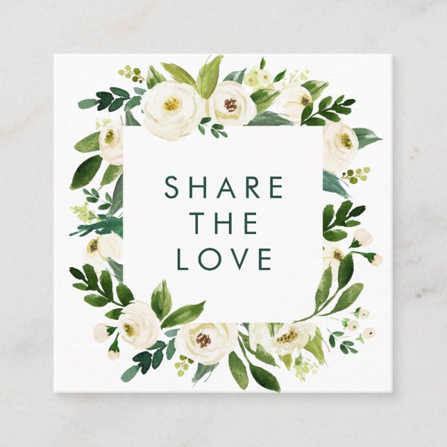 Romantischer weißer Blumenrahmen Empfehlungskarte (Vorderseite)