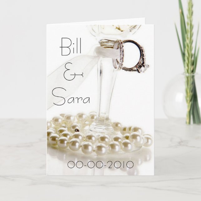 Romantischer weißer Hochzeits-Perlen-Entwurf Karte (Vorderseite)
