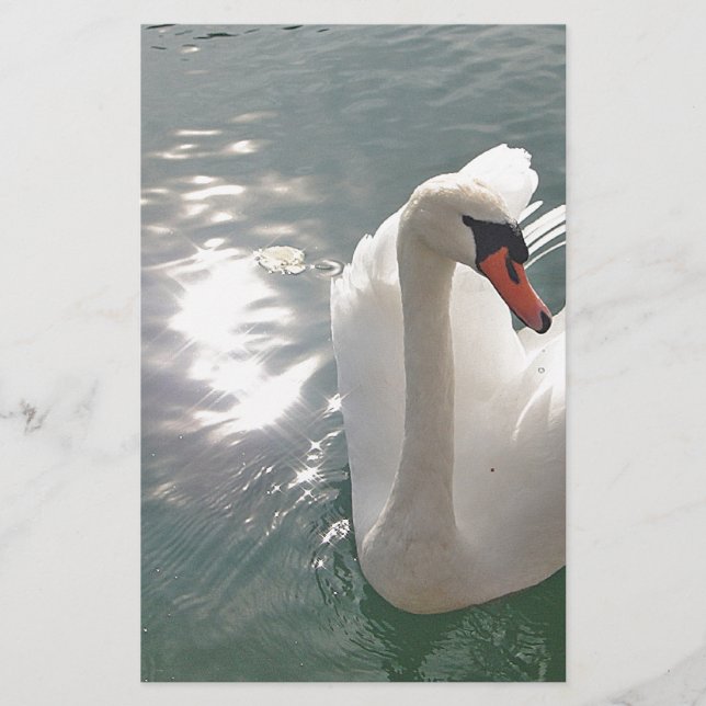 Romantischer weisser Schwan Briefpapier (Vorderseite)