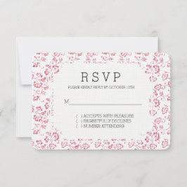 Romantischer Weißrosa Glitzer Bloral Wedding RSVP