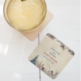 Romantischer Winter Wedding Square Paper Untersetz Rechteckiger Pappuntersetzer