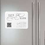 Romantischer Wirbler Kalligrafie - QR-Code Save th Magnet<br><div class="desc">Dieses romantische Drehbuch Ankündigung Datum freihalten Magnet ist perfekt für eine einfache Hochzeit. Das minimalistische Schwarz-Weiß-Design besticht durch elegante und romantische Wirble Kalligraphie-Schriftzeichen mit QR-Code. Für eine weiter gehende Anpassung dieses Designs klicken Sie bitte auf den BUTTON BLAU DESIGN TOOL oben!</div>