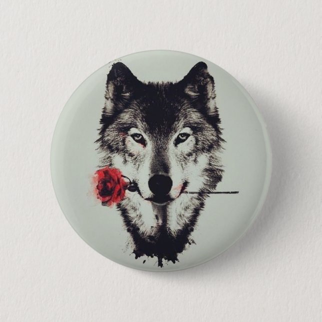 Romantischer Wolf Button (Vorderseite)