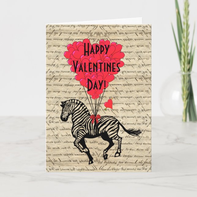 Romantischer Zebra-Valentinstag Feiertagskarte (Vorderseite)