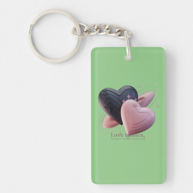 Romantischer Zwei-Herzen-Schlüsselanhänger Schlüsselanhänger (Vorderseite)