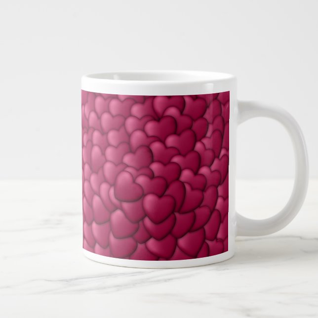 Romantisches 3D-Rot-Herzen-Muster-32322 Jumbo-Tasse (Rechts)