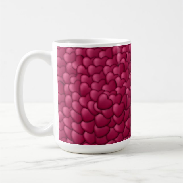 Romantisches 3D-Rot-Herzen-Muster-32322 Kaffeetasse (Links)