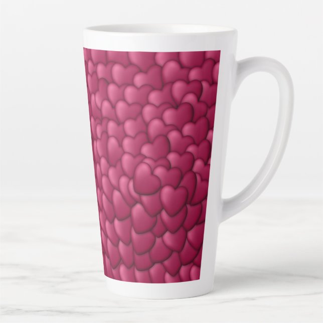 Romantisches 3D-Rot-Herzen-Muster-32322 Milchtasse (Rechts)