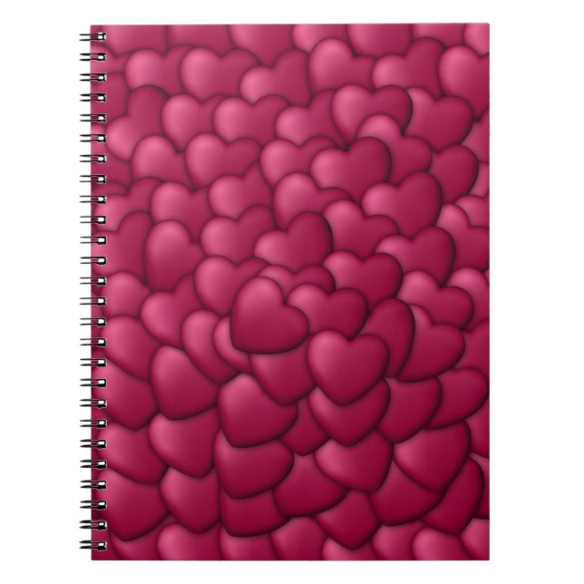 Romantisches 3D-Rot-Herzen-Muster-32322 Notizblock (Vorderseite)