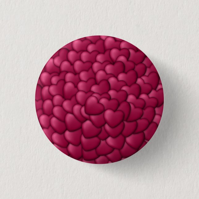 Romantisches 3D-Rotherzen-Muster-32322 Button (Vorderseite)