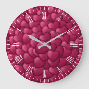Romantisches 3D-Rotherzen-Muster-32322 Große Wanduhr
