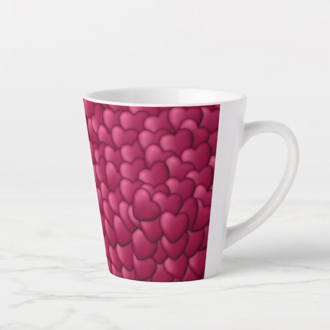 Romantisches 3D-Rotherzen-Muster-32322 Milchtasse (Rechts)