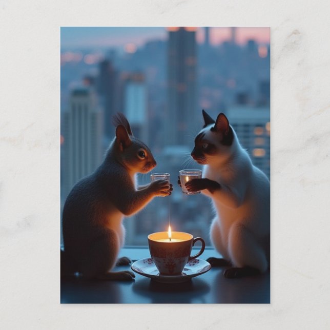 Romantisches Abendessen Postkarte (Vorderseite)