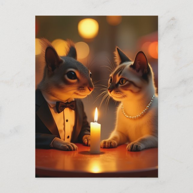 Romantisches Abendessen Postkarte (Vorderseite)