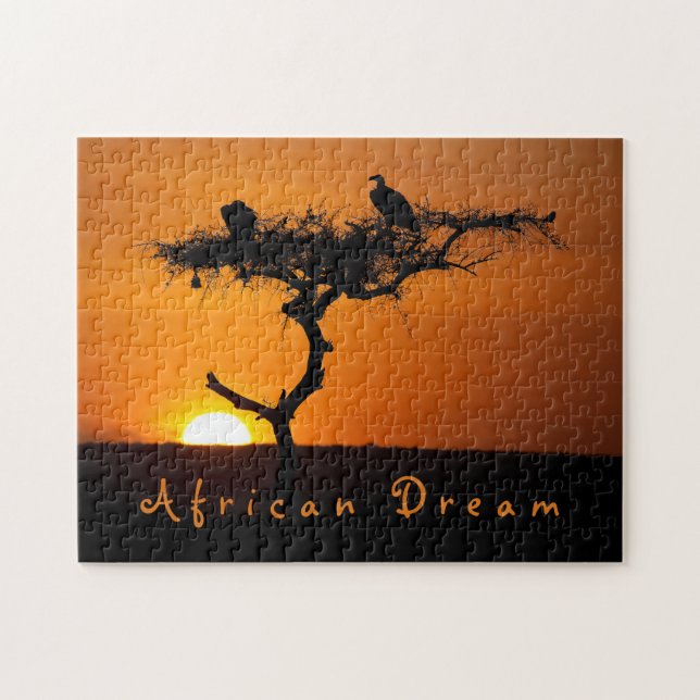 Romantisches Afrikanisches Traumabend Foto mit Tex Puzzle (Horizontal)