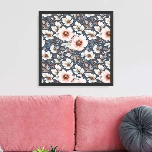Romantisches Anemonmuster Muster 2 Leinwanddruck (Insitu (Wohnzimmer))