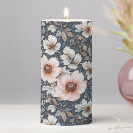 Romantisches Anemonmuster Muster 2 Stumpenkerze